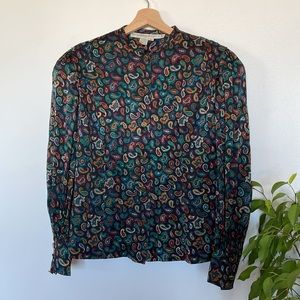 Vintage Silk & Wool blend paisley blouse Anne Crimmins for Umi Collections